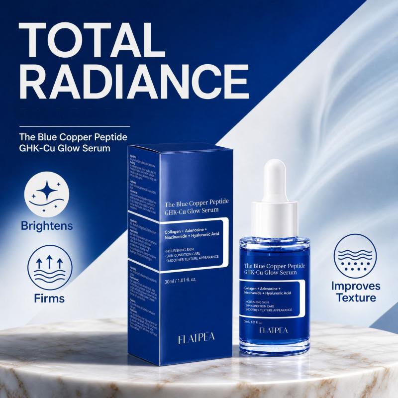 Flatpea Blue Copper Peptide serum for radiance hydration and smoother-looking texture